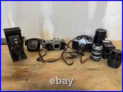 Vintage Camera Lot Pentax Miranda Kodak Brownie + Lenses & Flash
