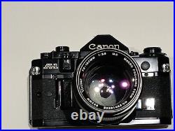 Vintage Canon A-1 35mm SLR Film Camera w F3.8 zoom lens FILM Tested & Working