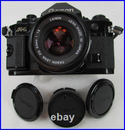 Vintage Canon A-1 35mm SLR Film Camera with 50mm f/1.8 Canon Lens 1 Owner! Works