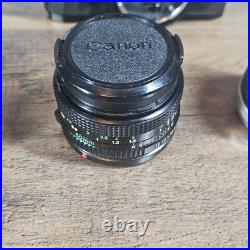Vintage Canon A-1 Camera with Tokina Doubler & 50mm Lens Tested & Works