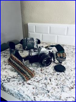 Vintage Canon AE-1 35mm Film Camera Japan FD 50mm 1.8 Lens Strap & Case Kit