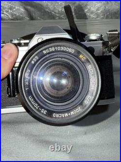 Vintage Canon AE-1 35mm Film SLR Camera Silver Soligor 35-70mm Lens Japan