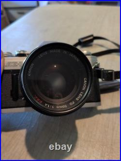 Vintage Canon AE-1 35mm Manual SLR Film Camera Bundle With 50mm Lens Strap & Case