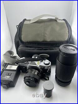 Vintage Canon AE-1 35mm SLR Camera 50mm f/1.4 Lens Auto Zoom Lens + Extras