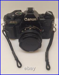 Vintage Canon AE-1 35mm SLR Camera Bundle 50mm Lenses 188A Flash Extension Tube