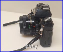 Vintage Canon AE-1 35mm SLR Camera Bundle 50mm Lenses 188A Flash Extension Tube