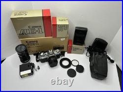 Vintage Canon AE-1 35mm SLR Camera FD 50mm f/1.8 Speedlite 155A Vivitar 70-150