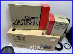 Vintage Canon AE-1 35mm SLR Camera FD 50mm f/1.8 Speedlite 155A Vivitar 70-150