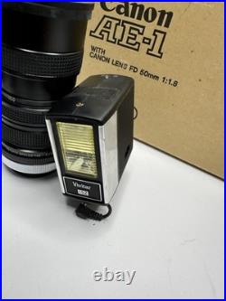 Vintage Canon AE-1 35mm SLR Camera FD 50mm f/1.8 Speedlite 155A Vivitar 70-150