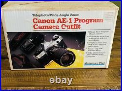 Vintage Canon AE-1 35mm SLR Film Camera with 2 Lens, Flash WithOriginal Box