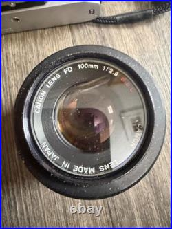 Vintage Canon AE-1 35mm SLR Film Camera with 35-200mm and 100mm FD Lens