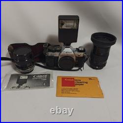 Vintage Canon AE-1 35mm SLR Film Camera with2 Lenses 135mm 1 2.8 & 28mm 1 2.8 Sc Vintage Canon AE-1 35mm SLR Film Camera with2 Lenses 135mm 1 2.8 & 28mm 1 2.8 Sc