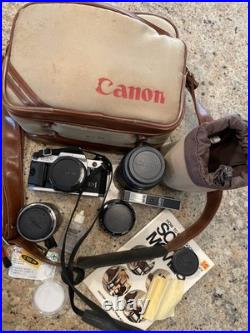 Vintage Canon AE-1 Program 35 mm Film SLR Camera 1981, Coastar Padded Case, Lens