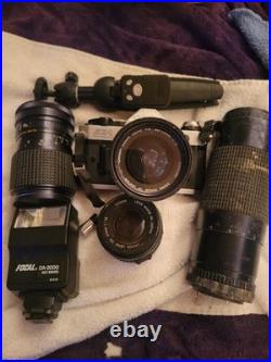 Vintage Canon AE-1 Program 35MM SLR Film Camera With Extra Lens untested Bin CB