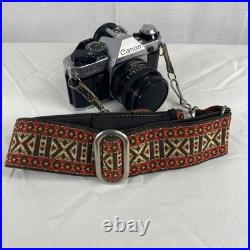 Vintage Canon AE-1 Program 35mm Camera with Neck Strap, Case, and Lens Cover