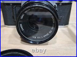 Vintage Canon AE-1 Program 35mm Film Camera Bundle Soligor Lens Bag UNTESTED