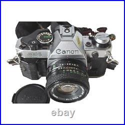 Vintage Canon AE-1 Program 35mm Film Camera with 50mm 11.8 Lens + Strap, Etc