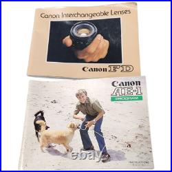 Vintage Canon AE-1 Program 35mm SLR Camera Kit with 4 Lenses Bag Manuals & Extras