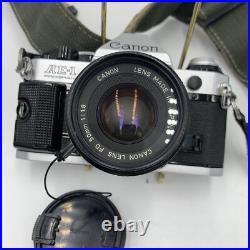 Vintage Canon AE-1 Program 35mm SLR Camera with2 Lens 2 Flashes Manual Extras