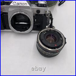 Vintage Canon AE-1 Program 35mm SLR Camera with2 Lens 2 Flashes Manual Extras