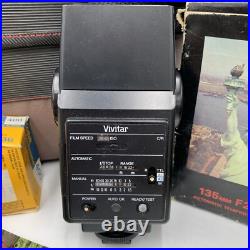 Vintage Canon AE-1 Program 35mm SLR Camera with2 Lens Flash Extras Film Docs Extra