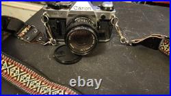 Vintage Canon AE-1 Program & AE-1 35mm SLR Film Camera Bundle 4 Lens 2 Flash Bag