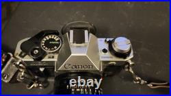 Vintage Canon AE-1 Program & AE-1 35mm SLR Film Camera Bundle 4 Lens 2 Flash Bag