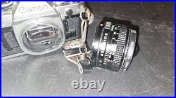 Vintage Canon AE-1 Program & AE-1 35mm SLR Film Camera Bundle 4 Lens 2 Flash Bag