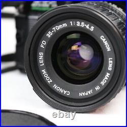 Vintage Canon AE-1 Program Black Film Camera with FD Zoom Lens 35-70mm 13.5-4.5