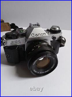 Vintage Canon AE-1 Program Camera With 50mm & 75-200 Lens, 188A Flash & Strap