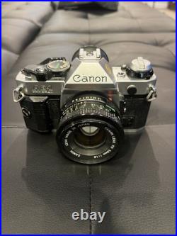 Vintage Canon AE-1 Program Camera With Lenses Manual Carrying Case Untested