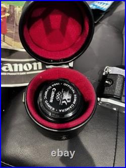 Vintage Canon AE-1 Program Camera With Lenses Manual Carrying Case Untested