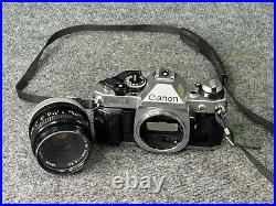 Vintage Canon AE-1 Program SLR Camera+50mm Lens Tested Lens Need Cleaning