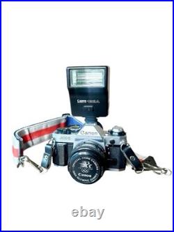 Vintage Canon AE-1 Program SLR Film Camera with FD 24mm F2 Lens All Original