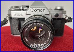 Vintage Canon AE-1 SLR 35mm Camera with50mm Lens Tested