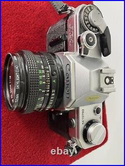 Vintage Canon AE-1 SLR 35mm Camera with50mm Lens Tested