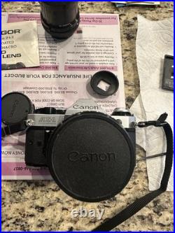 Vintage Canon AE-1 program Camera Lot With 2 Lenses Flash & Carry Bag