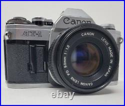 Vintage Canon AT-1 Film Camera 35mm Bundle Tested See Description For Details