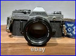 Vintage Canon AT-1 Silver SLR 35mmFilm Camera with 50mm 1.4 SSC Lens