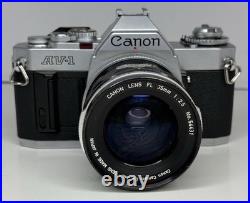 Vintage Canon AV-1 SLR 35mm Film Camera With Canon FL 35mm 12.5 Lens -Film Tested Vintage Canon AV-1 SLR 35mm Film Camera With Canon FL 35mm 12.5 Lens -Film Tested