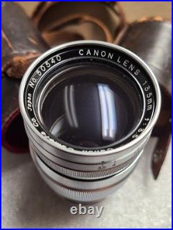 Vintage Canon Camera Lens 135mm f3.5 Original Caps And Viewfinder + Case