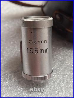 Vintage Canon Camera Lens 135mm f3.5 Original Caps And Viewfinder + Case