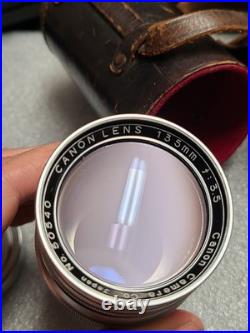 Vintage Canon Camera Lens 135mm f3.5 Original Caps And Viewfinder + Case