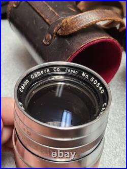 Vintage Canon Camera Lens 135mm f3.5 Original Caps And Viewfinder + Case