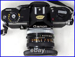 Vintage Canon EF SLR 35mm Film Camera Lens Manual Flash Bag Accessories Lot OC23