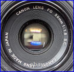 Vintage Canon EF SLR 35mm Film Camera Lens Manual Flash Bag Accessories Lot OC23