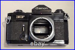 Vintage Canon EF black body 35mm SLR camera with 50mm 1.8 FD lens, extra body