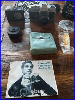 Vintage Canon EXEE QL Film SLR Camera With Bag, Lenses And Accessories Bundle