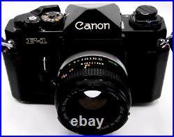 Vintage Canon F-1 Black Camera WithFD 50mm 11.8 S. C. Lens PREOWNED UNTESTED