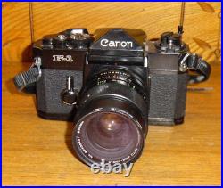 Vintage Canon F1 Camera with Vivitar 35mm 11.9 55mm Auto Wide Angle 28405427 Lens